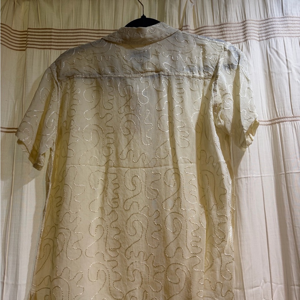 Vintage Sheer Short-Sleeve Button-Up Shirt - L - Picture 4 of 4